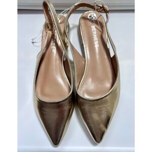 Berness Gold Slingback Shiny Metallic Flats Size 5.5M